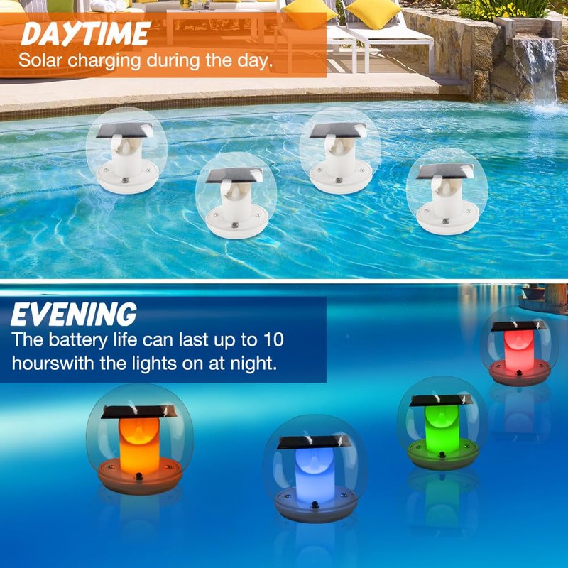 TGKYK Solar Pool Lighting, 2 Pieces, 3 Colours, Solar Floating