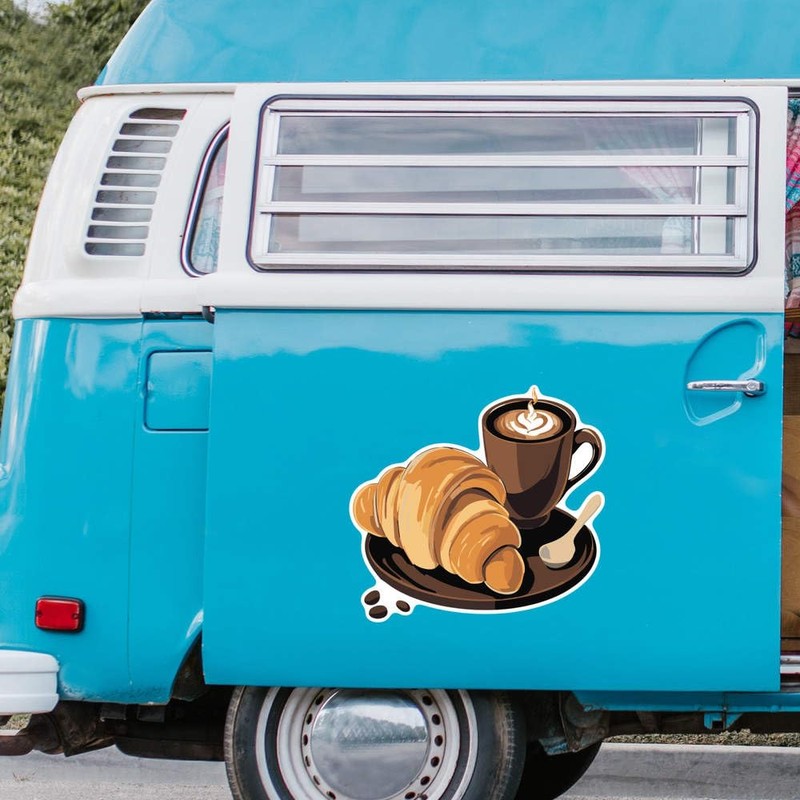 Extra Large 460mm 'Coffee and Croissant ' Permanent Sticker Decal