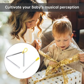 MuzcYM 3pcs/lot 4/5/6 inch mixed hand percussion instrument music steel triangle for kids music enlightenment with striker, rhythm triangles