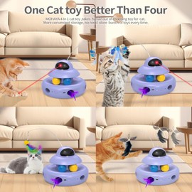 MOHAYA Cat Toy,Purple 4-in-1 Interactive,Cat Toys for Bored Indoor Adult Cats,Electric Flying Butterfly,Rechargeable Automatic Toy,Moving Ambush Feather,Track Balls