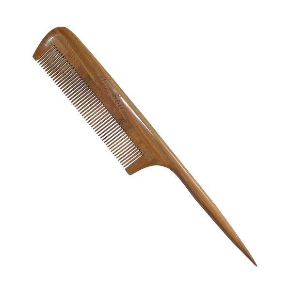 Fine Tooth Comb,New Star Anti-Static Green Sandalwood Comb Rat Tail Comb with Thin and Long Handle