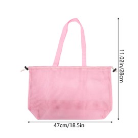 Lyreh 2pcs Mesh Beach Toy Handbags, Foldable Lightweight Kids Shell Collecting Mesh Beach Bag with Drawstring for Pool Gym Camping Seaside Trip Essentials(Pink & Green)
