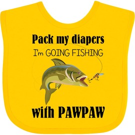 inktastic Pack My Diapers I'm Going Fishing with Pawpaw Baby Bib Yellow 4001e