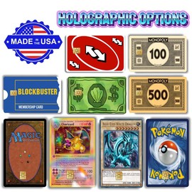 Pop Culture Custom Decal Credit Card Cover Vinyl Skin Sticker for Cards - Credit Card Accessory:_Blue Eyes White Dragon_Holographic (Ice)_Small Chip