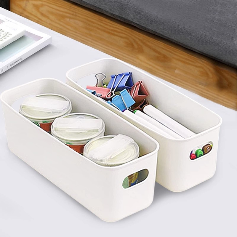 3 Pieces Bathroom Storage Baskets, White Rectangle Bathroom Storage Box