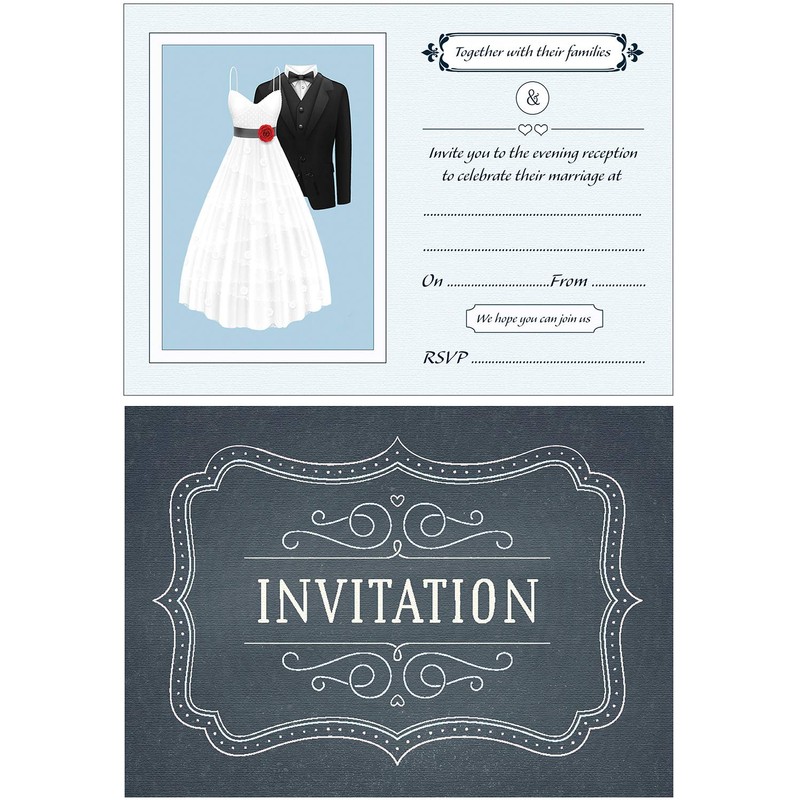 Wedding Evening Invitations - White Envelopes - Pack of 15