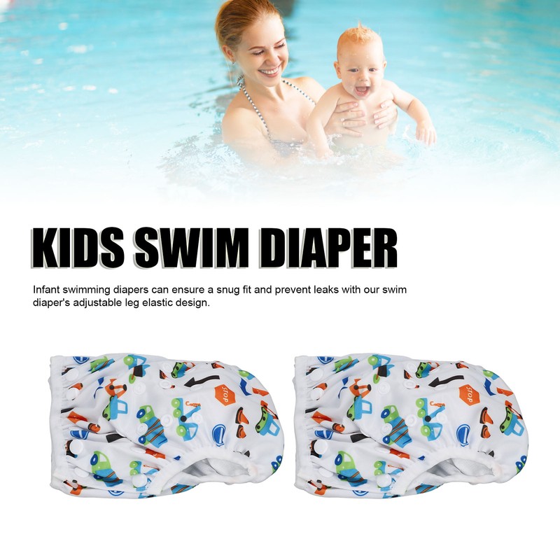 2PCS Baby Swim Diapers Soft Breathable Waterproof Adjustable Leakproof Swim