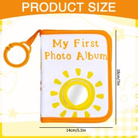 FYSUIMU Sun Baby' s My First Family Album Cute Cartoon Sun Photo Album Holds 4x6" Pictures Soft Photo Cloth Book with Safety Mirror for Newborn Baby Shower Toddler Kid