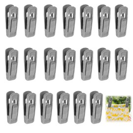 20 Pack Gray Velvet Hangers Clips, Non-Slip Removable Clothes Clip, Strong Finger Pants Clips, Flocked Slim-line Clips Lines Pants Skirt Cloth Hangers