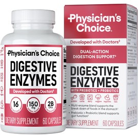 Digestive Enzymes with Prebiotics & Probiotics – 16 Enzyme Blend for Bloating, Gut Health & Digestion Support, Meal-Time Comfort, 60 Capsules