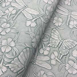 Embossed Faux Leather Sheets for Earrings Purses Making, 12 x 54 inch (32x137cm) Dragonfly Butterfly Flower Faux Leather for DIY Crafts Sewing Supplies (Sky Blue)