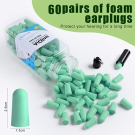 AiQInu Ear Plugs for Sleeping, Hearing Protection Ear Plugs 60 Pairs 38 dB SNR, Super Soft Foam Ear Plugs, Noise Protection Ear Plugs Ideal for Snoring, Learning, Travel, Concerts, Green