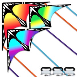 FejoHify Delta Kites Set for Adults and Kids (3-Pack, Multicolor), Easy to Fly for Beginners, Perfect for Beach, Park and Outdoor Activities