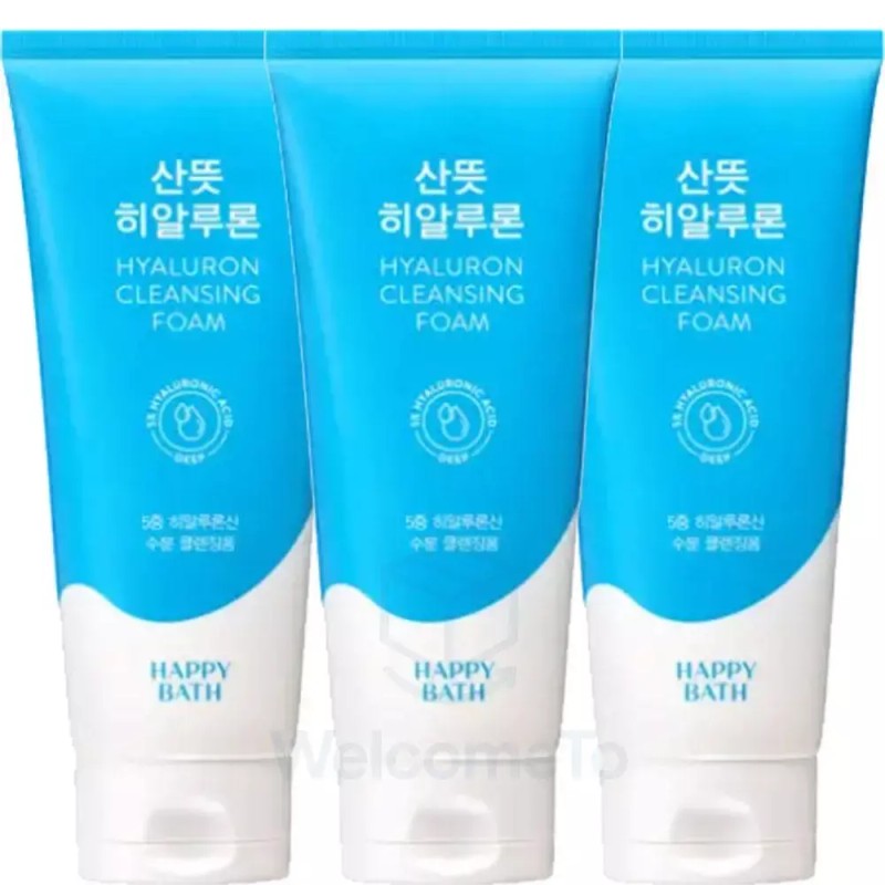 Happybath 해피바스 산뜻 히알루론 클렌징폼 200g x3개 헹굼이 편한 폼