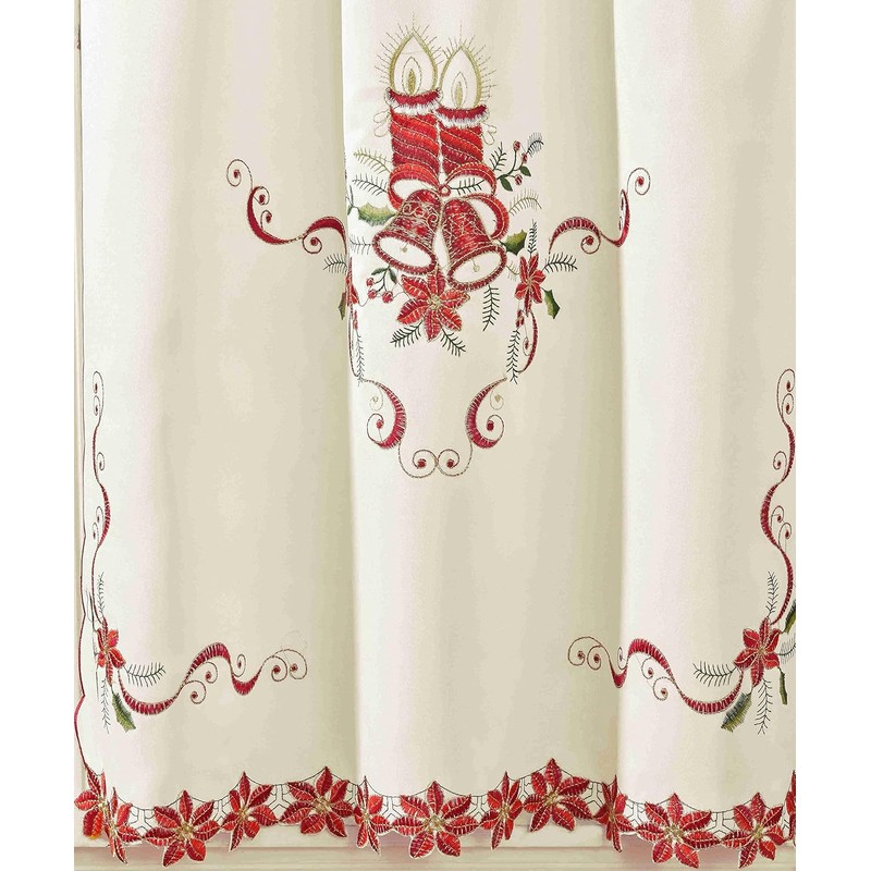 Christmas Kitchen Curtains Valance 3 Piece Set(Beige)