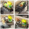 BRYN Sink Organiser, Carbon Steel Sponge Holder Kitchen with Dish