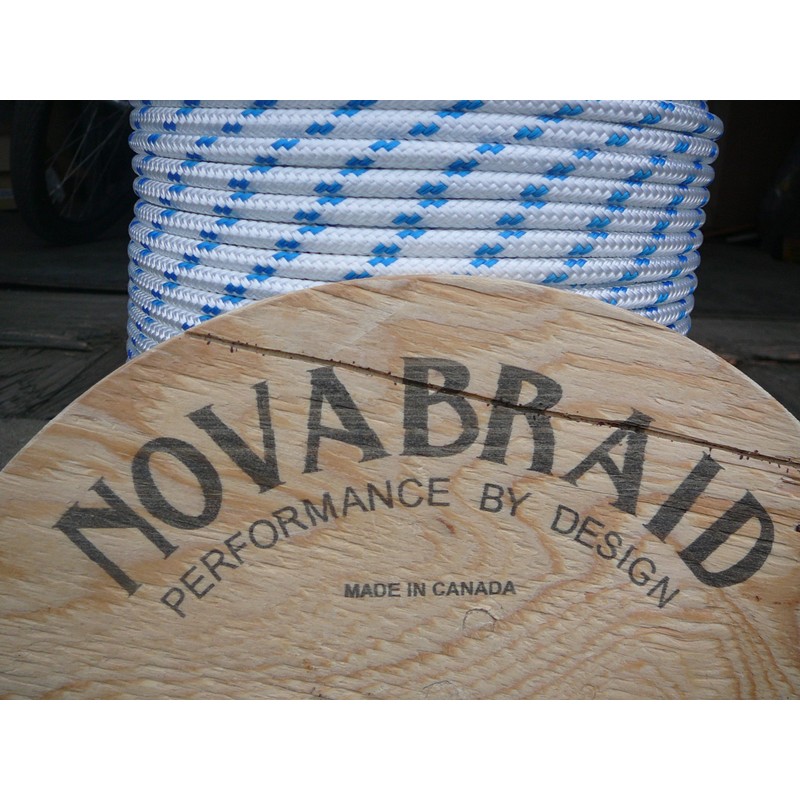Sailboat Rigging Rope 5/16" x 100' White/Blue Double Braided Polyester