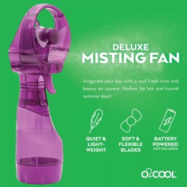 O2COOL Purple Mini Misting Fan Battery Operated Portable Outdoor Cooling Fan