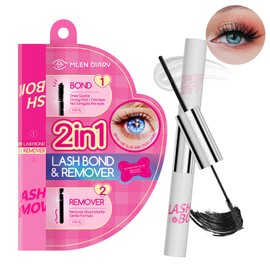 MLEN DIARY Lash Bond and Remover, 2 in 1 Cluster Lash Glue and Lash Glue Remover 24 Hours Long Lasting Super Strong Hold Waterproof Non-Irritating Lash Extensions Adhesive, Fast Removal No Residue