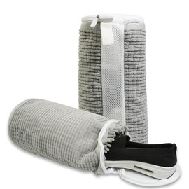 2-Packs Shoes Laundry Bag, 38×16cm Upgraded 360° Wrap-Around Cleaning Shoe Laundry Bags, Shoe Washing Machine Bag Reusable and Durable Zipper Thickened Chenille Soft Fluffy for Shoes (grey)