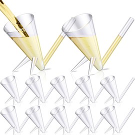 Gerrii 12 Pcs Clear Champagne Shooter Champagne Glasses with Stand Reusable Unbreakable Acrylic Flute Shooter for Christmas Bar Party Supplies Decor Bachelorette Party Gifts