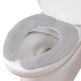 【Made in Japan Deodorizing Washable】Sanko Non-Slip Fluffy Type Toilet Seat Cover 9mm Gray Just Place and Stick KY-31