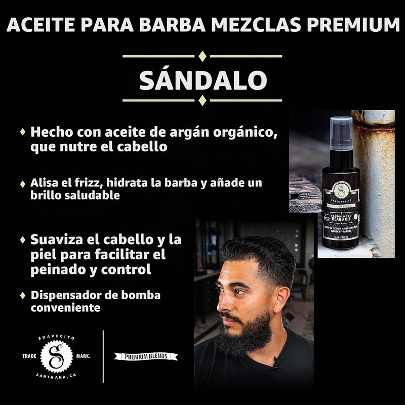 Suavecito Aceite para barba de sándalo, 1 onza