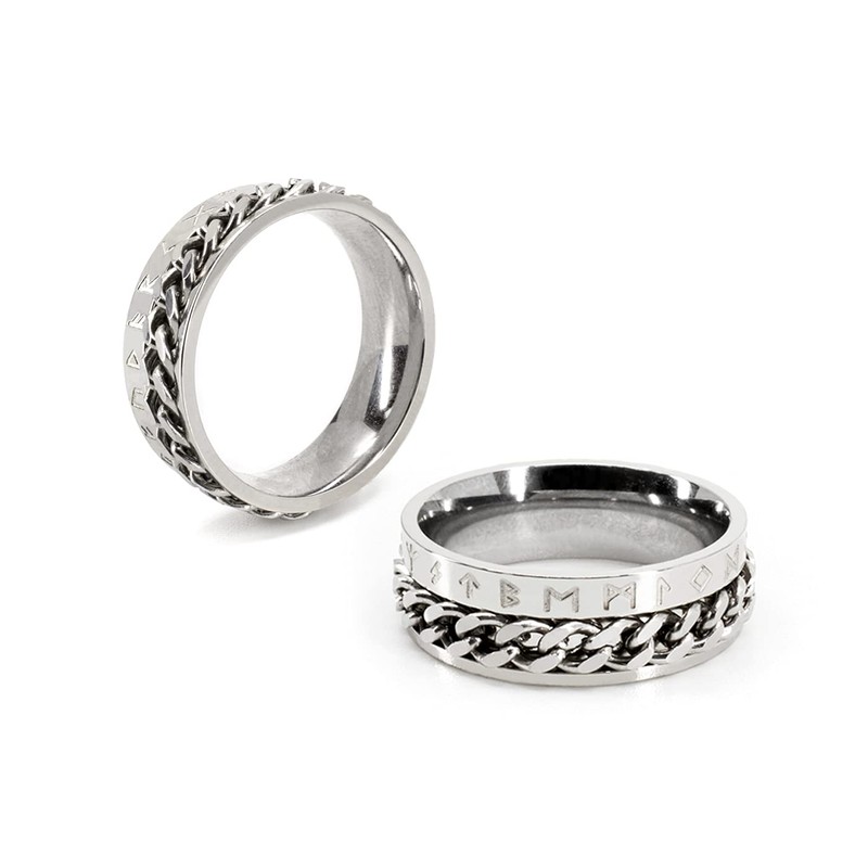 Generic Luxfancy Anillo Viking de runas vikingas de acero inoxidable