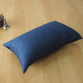 fabrizm 1452-bl-bl Rectangular Throw Pillow Cover Made in Japan 19.7 x 11.8 inches (50 x 30 cm) Uneven Yarn Indigo