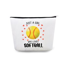 Softball Cosmetic Bag Gifts Girls Birthday Christmas Gifts for Softballs Lovers Mom Sister Inspirational Gift for Women Coworker Bestie Just a Girl Who Loves Travel Toiletry Makeup Bags