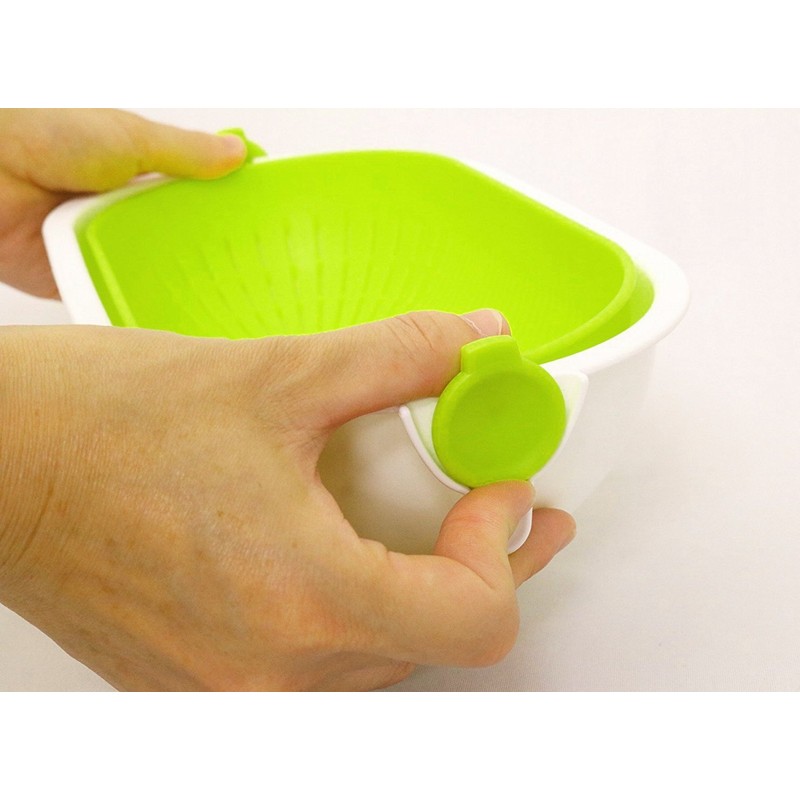 Kokubo Colander Spin Wheel Colander Oval Green KK-311