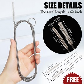 HYJJRYP Long Drain Brush, Flexible Pipe Cleaning Brush, Fridge Cleaning Tool for Cleaning Feeding Tube, Siphon Hose, Sunroof Drain, Refrigerator Drain, Filters and 2 PCS Tube Brushes (White)