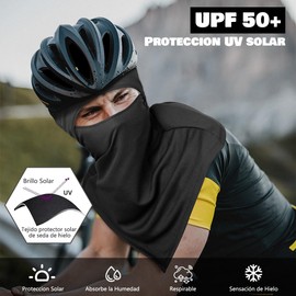 BSMKD 2 Unidades Pasamontañas Solar Transpirable, Balaclava Protección UV, Braga Cuello Invierno y Verano, para Moto Transpirable y Prueba de Viento, Camping y Senderismo Hombre Mujer, Negro + Gris