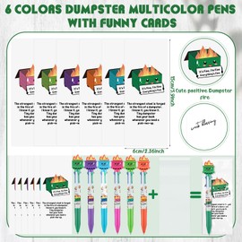 Kosiz 24 Set Christmas Funny Dumpster Accessories Office Desk Gifts, Multicolor Fire Ballpoint Pens & Encouraging Bookmarks Response Team Employee Appreciation Gift Bulk for Coworker Teacher