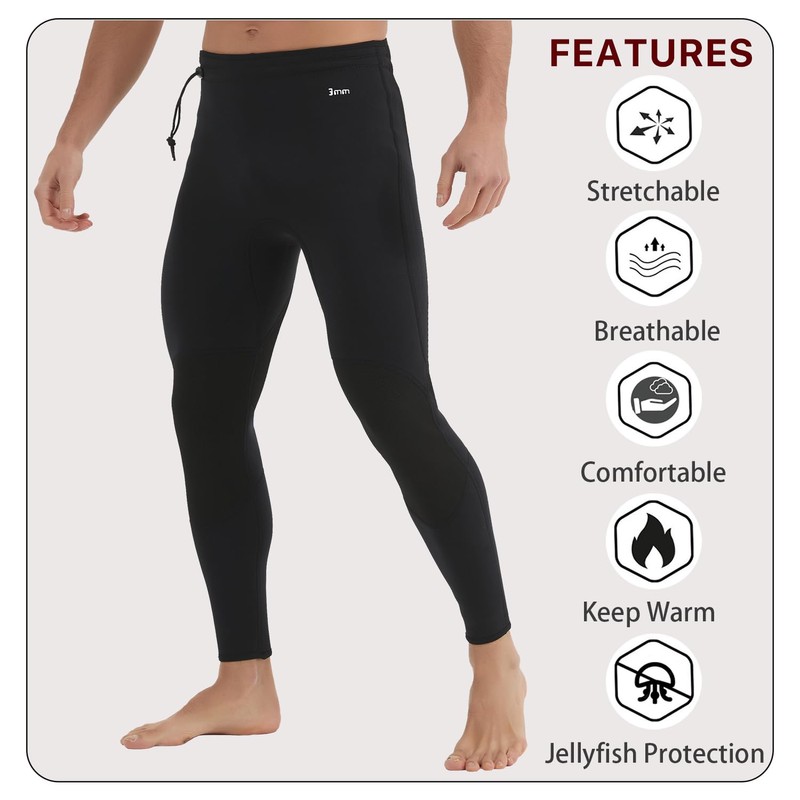 Lemorecn Wetsuits Pants 3mm Neoprene Swimming Canoeing Pants(UK1031-S）