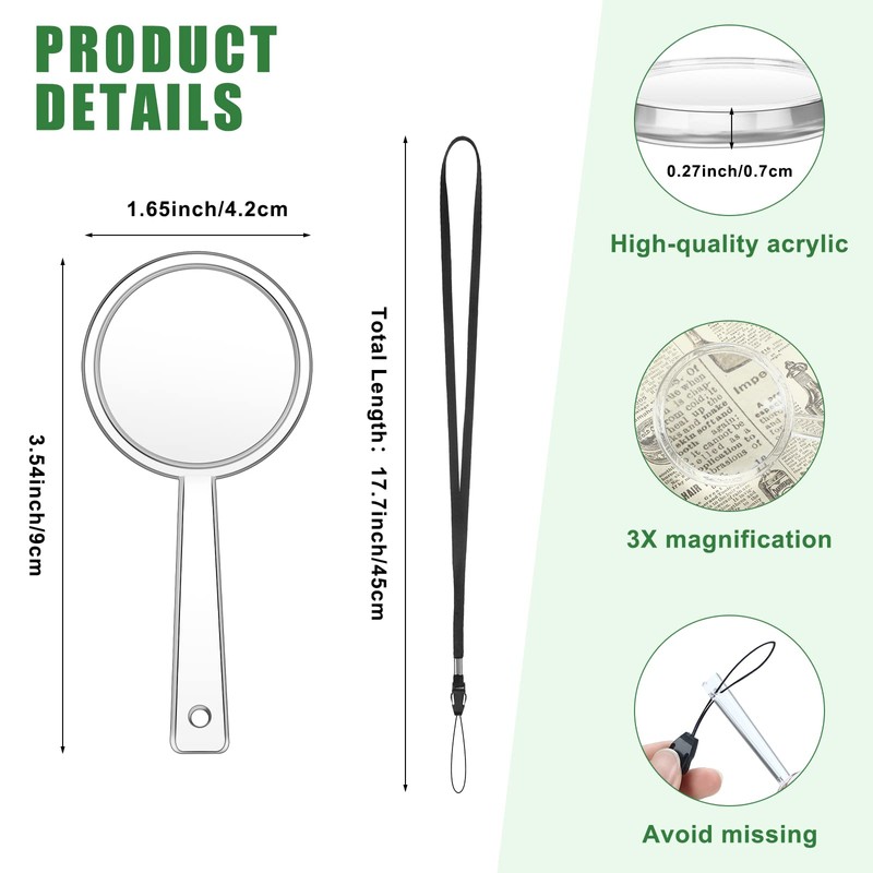 Xinnun 50 Pack Kids Magnifying Glasses Bulk Mini Handheld Magnifier