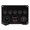 12-24V 5 Gang On/Off Toggle Switch Panel Dual USB Voltmeter