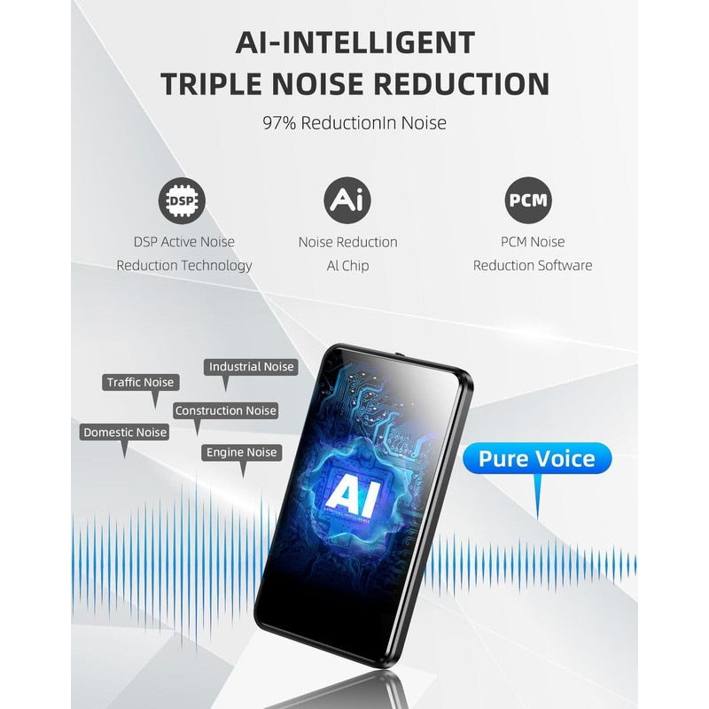 128GB(9200Hour) Voice Recorder, 3072Kbps Voice Activated Recorder,Audio Recorder with Magnetic