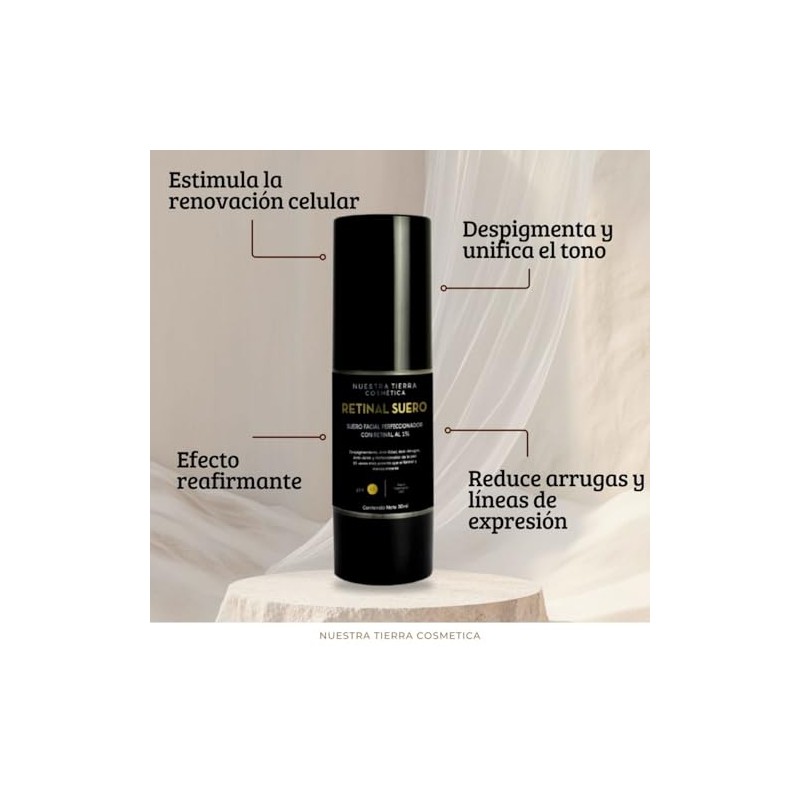Nuestra Tierra Cosmética Retinal Suero Facial Perfeccionador, con Retinal al