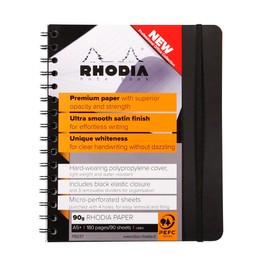 Clairefontaine - Rhodia - Ref 119237C - Wirebound PP Business Book (180 Pages) - A5 Size, Lined Rulings, 90gsm Vellum Paper, Removable Multi-Punched Sheets - Black Cover