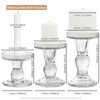 Glass Candle Holders, 3 Pieces Crystal Clear Candlesticks with Elegant