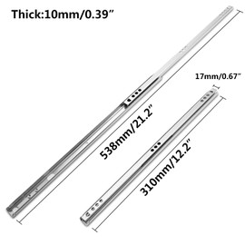 Suiwotin 4PCS 12 Inch Drawer Slides, Metal Ball Bearing Drawer Slides, Small Drawer Rails, Non-Removable Side Mount Two Way Slide Track Rail, 2 Pairs (0.7" Wide)