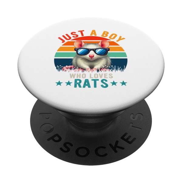 Vintage Retro A Boy Loves Rats Animal Sunglasses Lover PopSockets