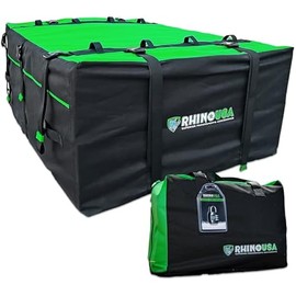 Rhino USA Rooftop Cargo Carrier for Car Storage (17.7 Cubic Feet) Heavy Duty Waterproof Roof Top Bag with Industrial Grade Zippers - Used for All Vehicle with/Without Rack Carriers - Lock Included