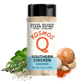 Kosmos Q Southern Chicken Seasoning, All-Purpose Chicken Spice Blend with Garlic, Basil & Thyme, Sugar Free, Zero Calorie, Paleo & Keto Friendly Dry Rub for Poultry, Veggies & More, 5.2 Oz Bottle