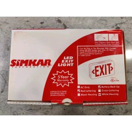 Simkar NOS Simkar LED Exit Light Dual Circuit 120/277 Red & White SLEDBRW 66-00012 NEW
