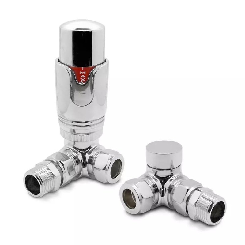 Team Controls Corner Angled Thermostatic Radiator Valves & Lockshield Valve