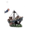 YZHZOM Aquarium Decoration Ship: Realistic Shipwreck + Floating Diver, Blue,