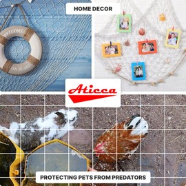 Aticca Trellis Netting 6.5 x 350 ft Heavy Duty Polyester Plant Support Netting White - 6 Inch Garden Rope Trellis on Roll - Mesh Twine for Growing Vine Climbing Plants, Flowers, Peas, and Tomatoes.