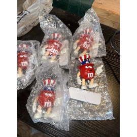 M&M's Red Guy as Uncle Sam Red, White Blue Hat with Stars Stripes Mars Inc. Vtg